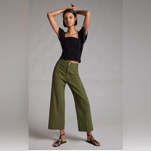 The Colette Cropped Wide-Leg Pants by Maeve in Holly